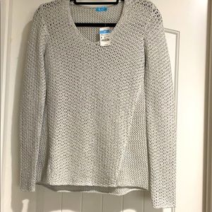 NWT J.McLaughlin Laney white/Silver vneck sweater